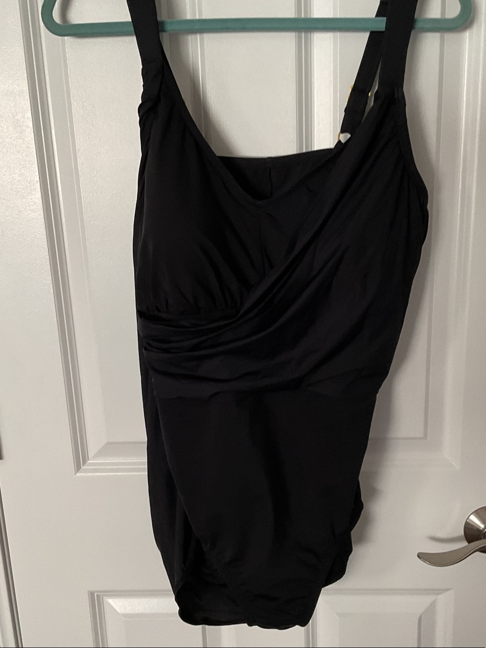 Lands' End Black Draped One-Piece Swimsuit